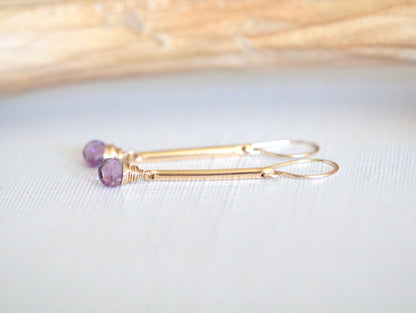 Amethyst Bar Earrings | Elegant Drop Earrings