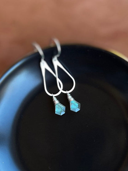 Prism Hoop Earrings | Labradorite Gemstone Hoops