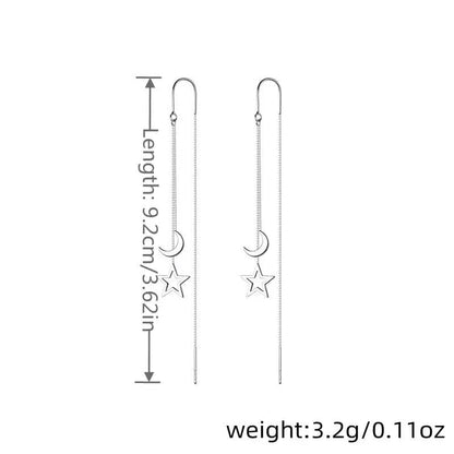 Moon and Star Threader Earrings