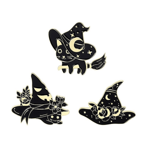 Witch Black Cats Enamel Pin Set