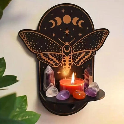 Moth Moon Wooden Floating Altar Shelf