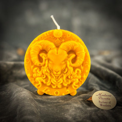 Beeswax Aries Zodiac Spell Candle – Courage, Passion & Victory