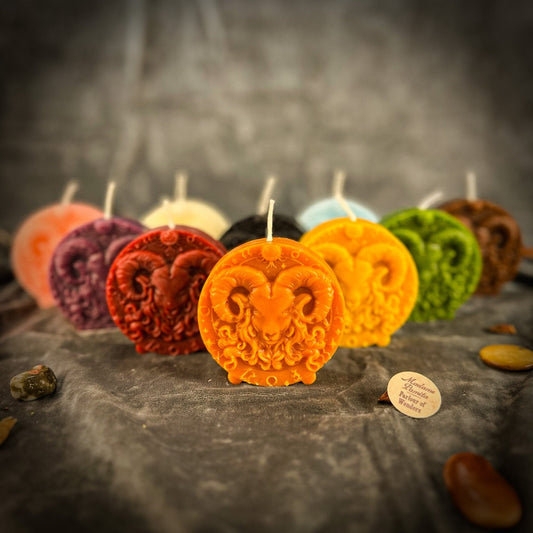 Beeswax Aries Zodiac Spell Candle – Courage, Passion & Victory