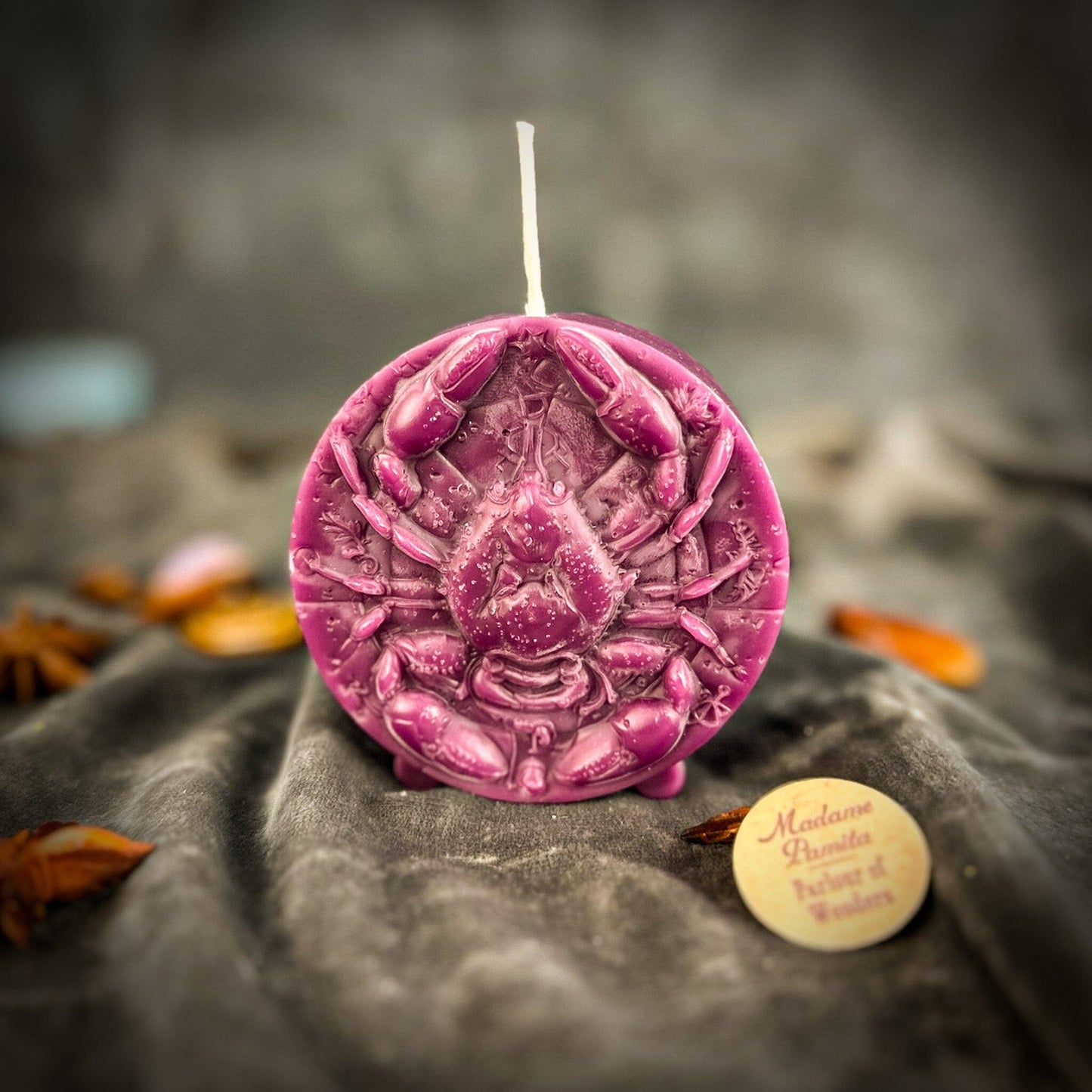 Beeswax Cancer Zodiac Spell Candle – Intuition, Nurturing & Emotional Healing