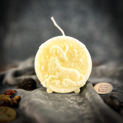 Beeswax Capricorn Zodiac Spell Candle – Ambition, Discipline & Success