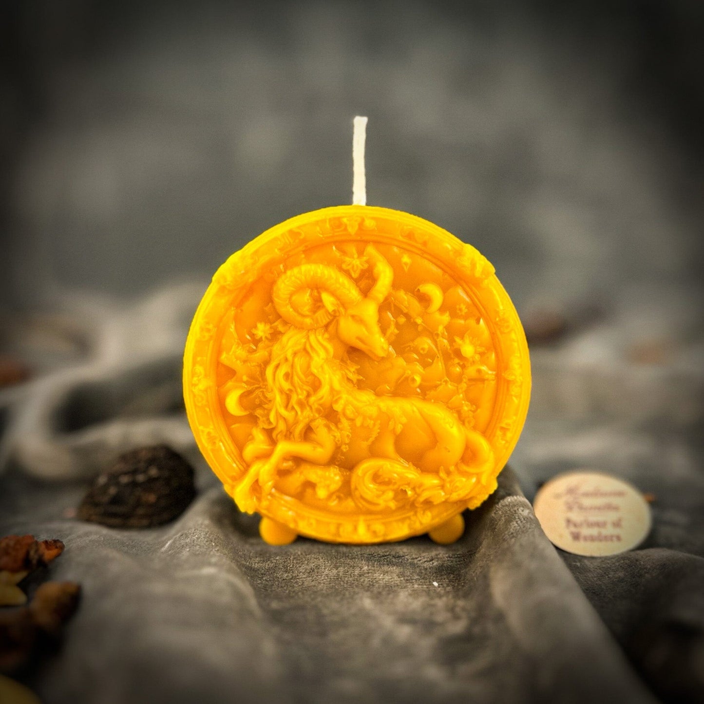 Beeswax Capricorn Zodiac Spell Candle – Ambition, Discipline & Success