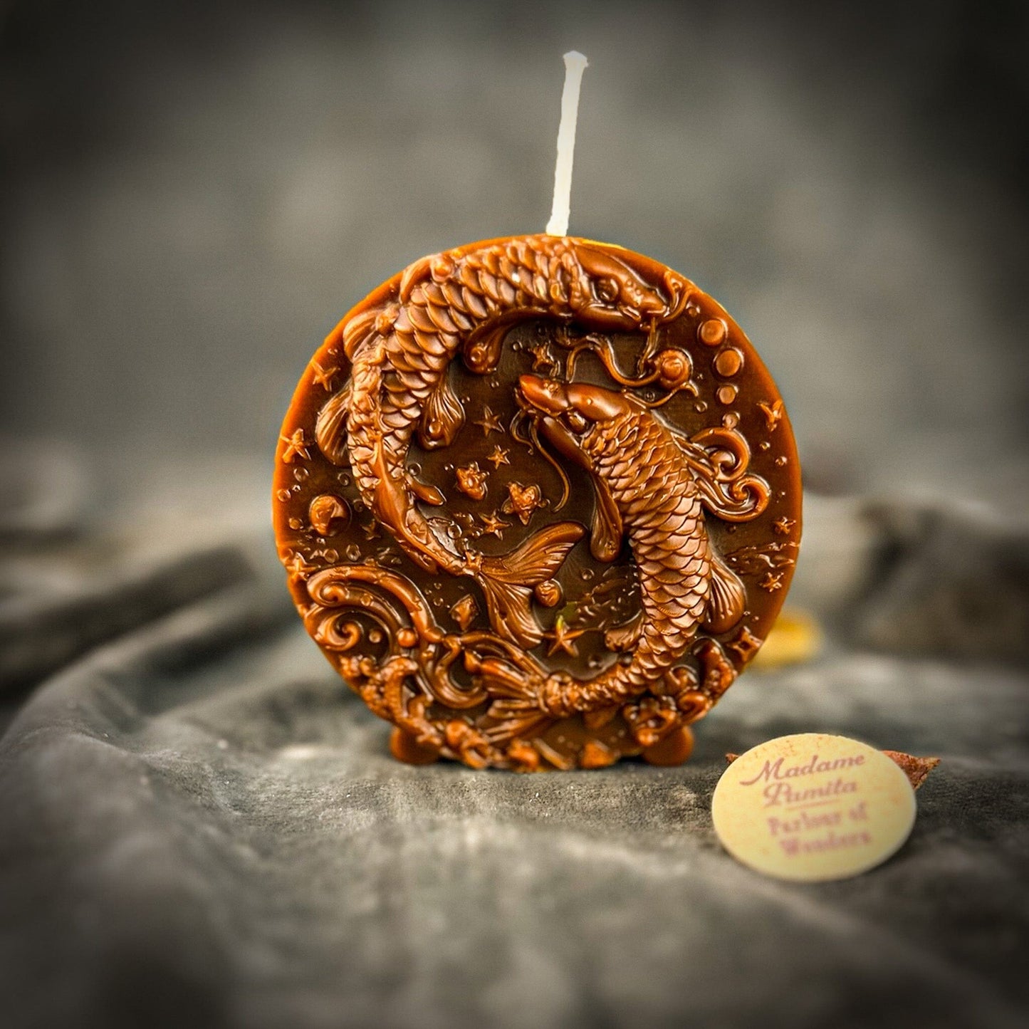 Beeswax Pisces Zodiac Spell Candle – Intuition, Compassion & Dreams