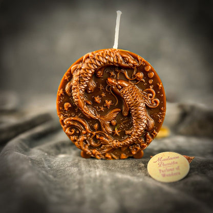 Beeswax Pisces Zodiac Spell Candle – Intuition, Compassion & Dreams
