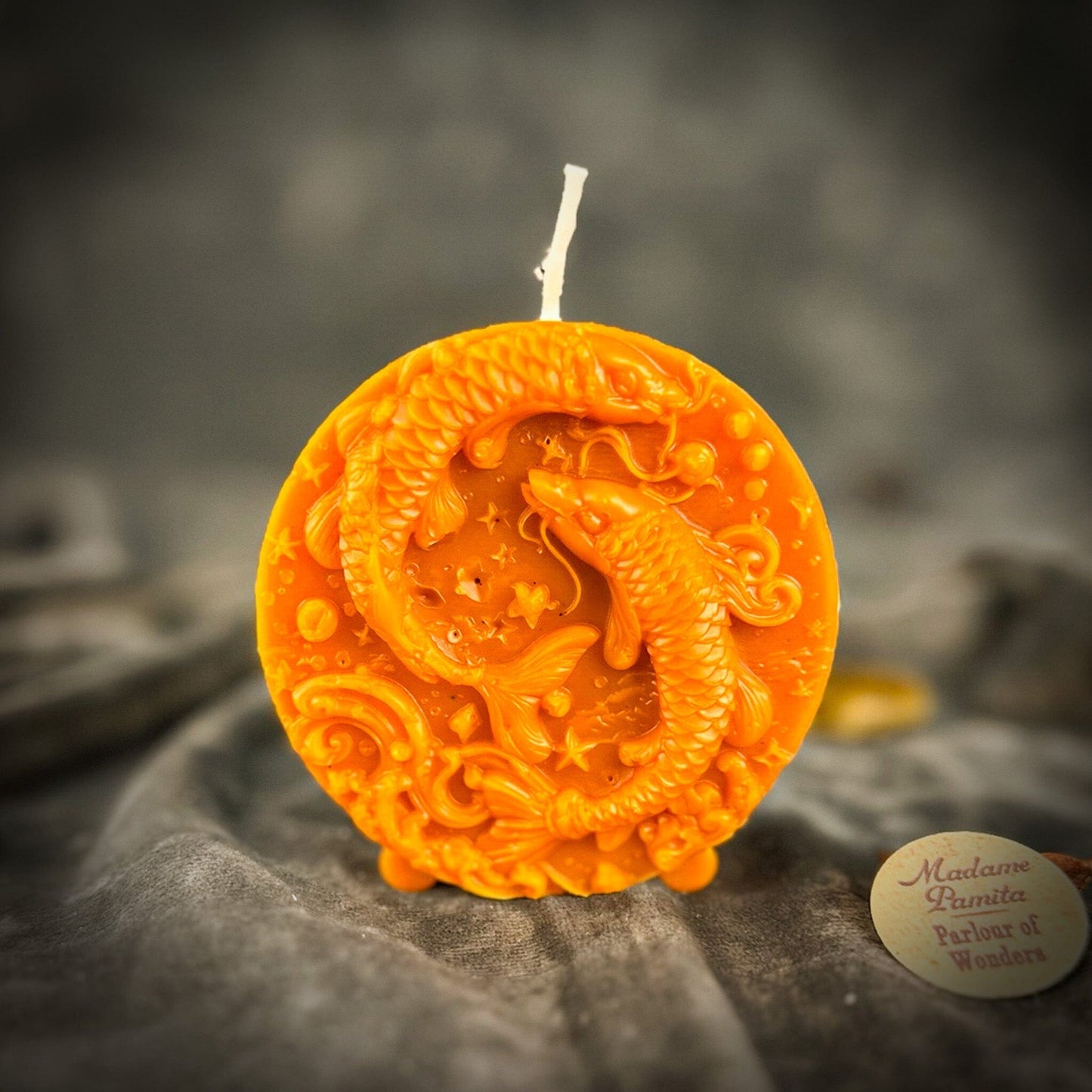 Beeswax Pisces Zodiac Spell Candle – Intuition, Compassion & Dreams