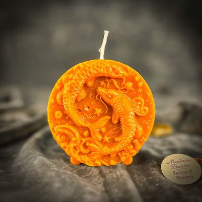 Beeswax Pisces Zodiac Spell Candle – Intuition, Compassion & Dreams
