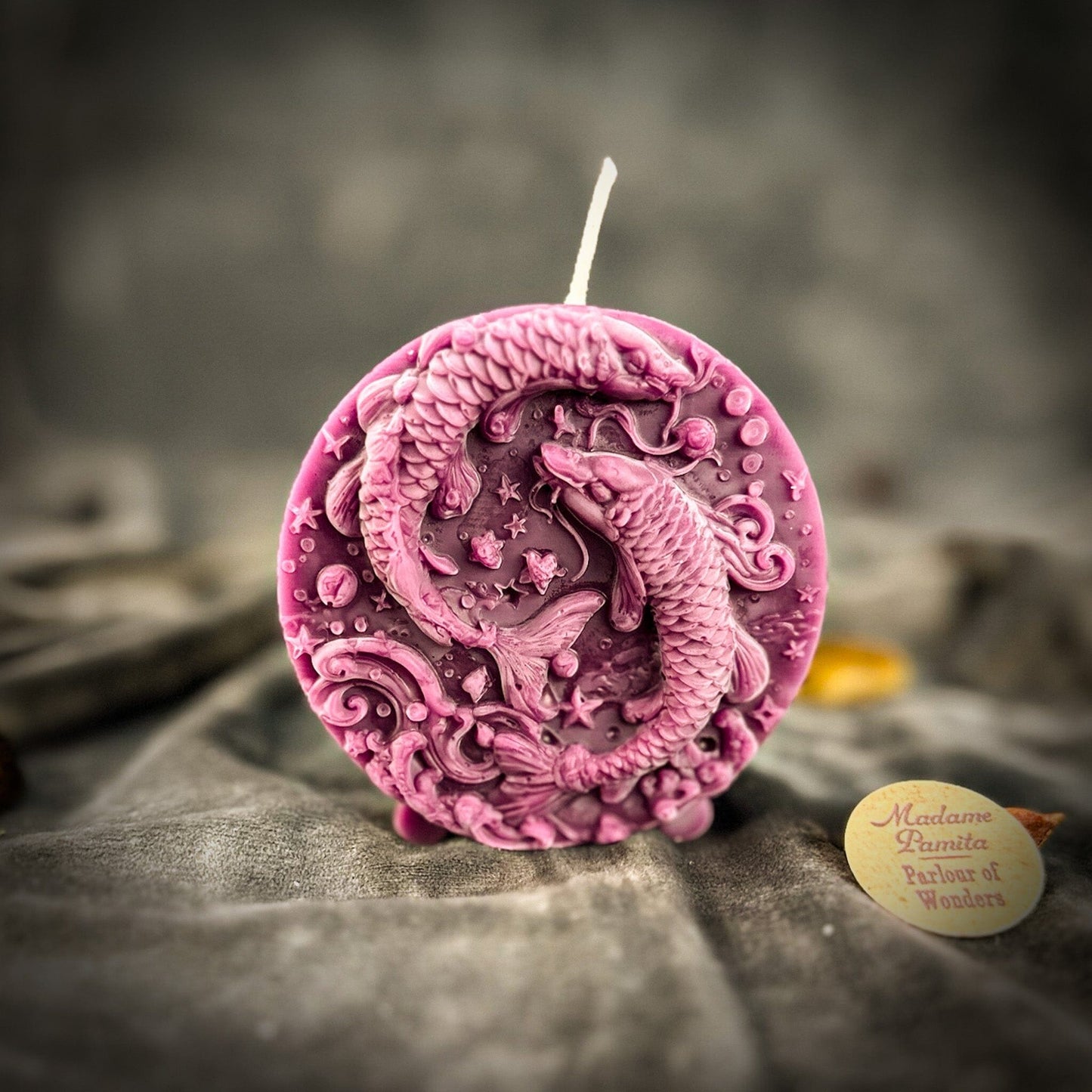 Beeswax Pisces Zodiac Spell Candle – Intuition, Compassion & Dreams