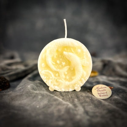 Beeswax Pisces Zodiac Spell Candle – Intuition, Compassion & Dreams