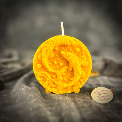 Beeswax Pisces Zodiac Spell Candle – Intuition, Compassion & Dreams
