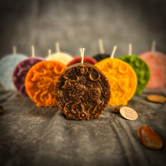 Beeswax Taurus Zodiac Spell Candle – Abundance, Stability & Sensuality
