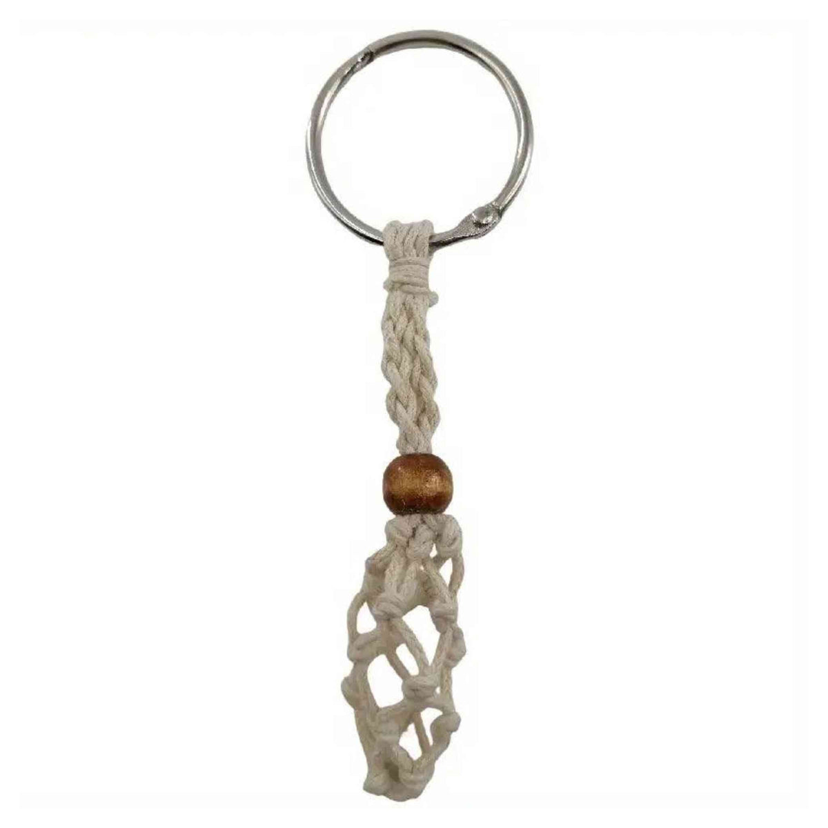 Macrame Crystal Holder Keychain | Braided Stone Cage