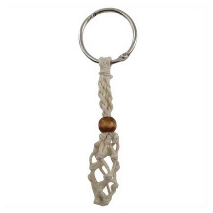 Macrame Crystal Holder Keychain | Braided Stone Cage