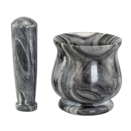 Black & White Stone Mortar and Pestle