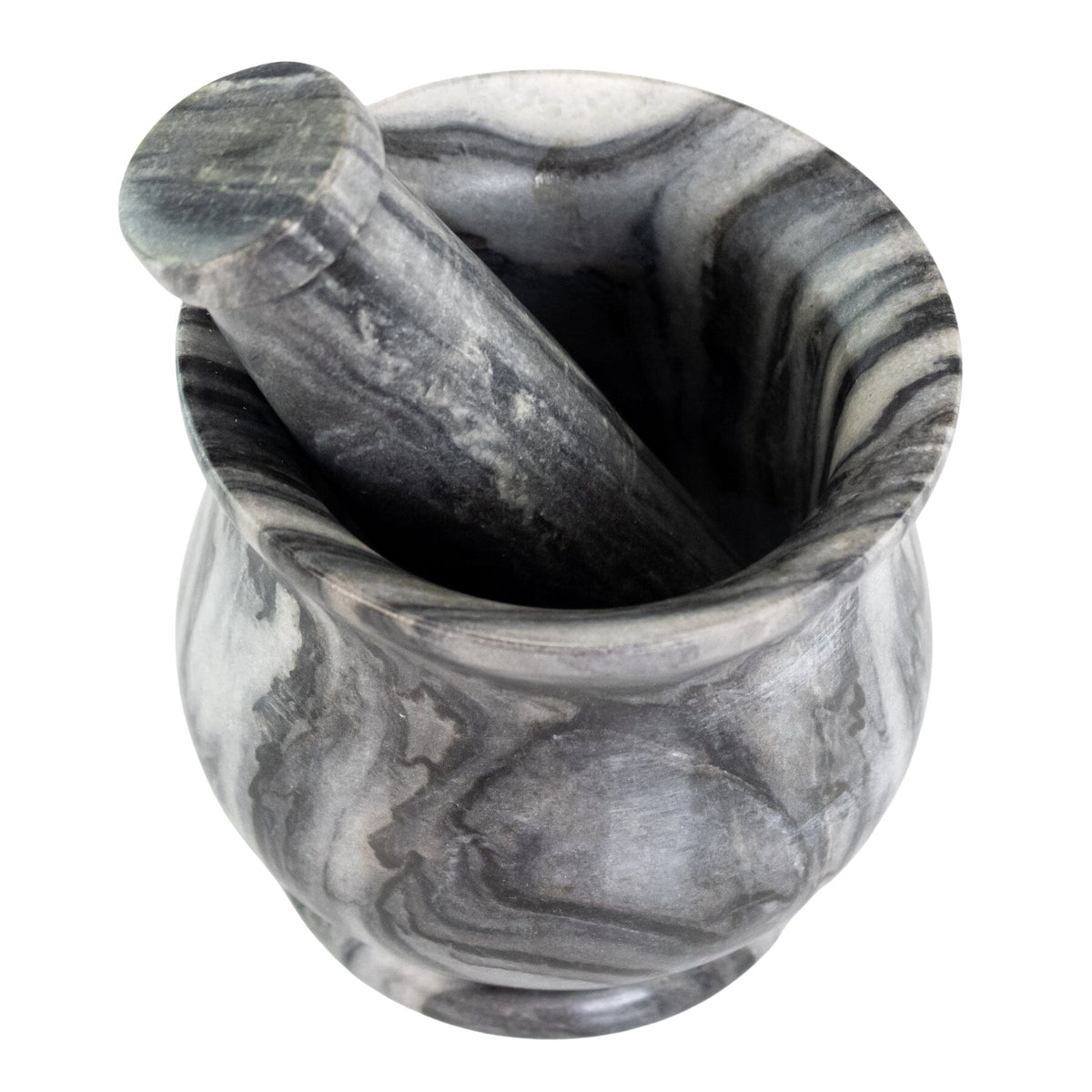 Black & White Stone Mortar and Pestle