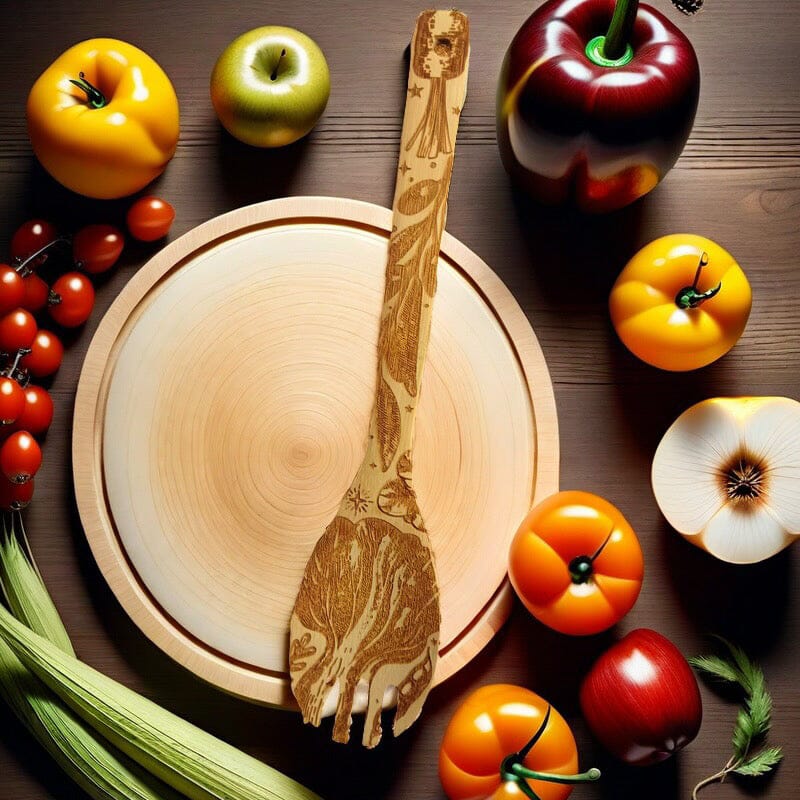 "Eat Your Greens, Witch" Engraved Bamboo Salad Server Set