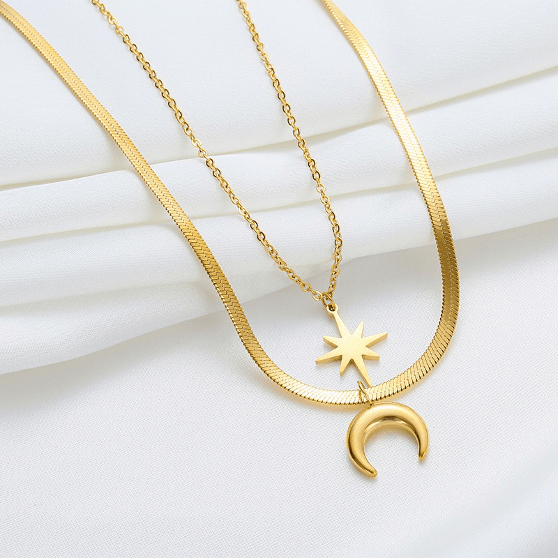 Radiant Star and Moon Necklace