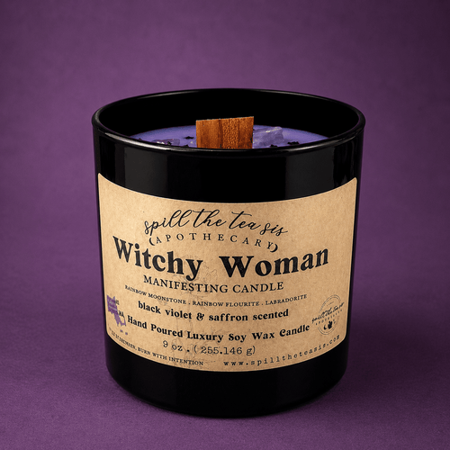 Witchy Woman Intention Candle | Black Violet & Saffron Halloween Soy Candle