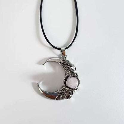 Crescent Moon Crystal Pendant Necklace - Spirit Nest