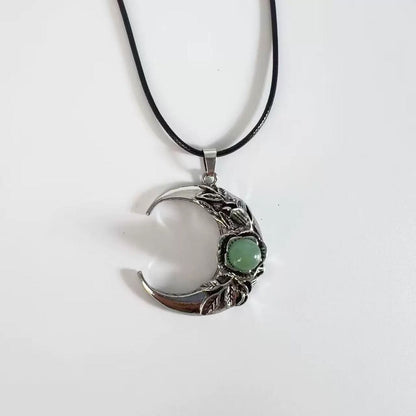 Crescent Moon Crystal Pendant Necklace - Spirit Nest