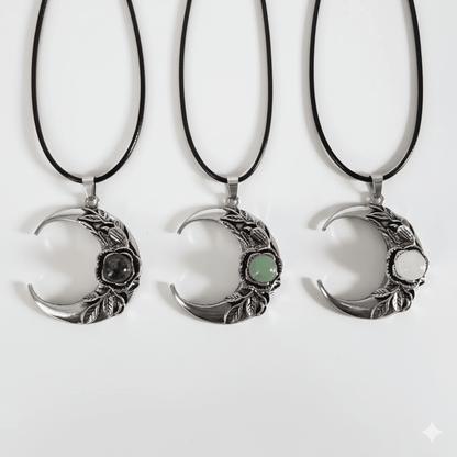 Crescent Moon Crystal Pendant Necklace - Spirit Nest