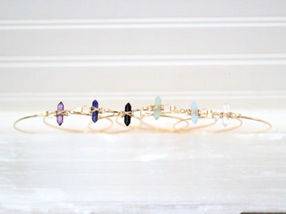 Crest Bracelet - Obsidian | Minimalist Gemstone Bangle