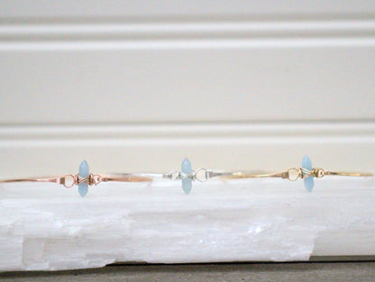 Crest Bracelet - Aquamarine | Minimalist Gemstone Bangle
