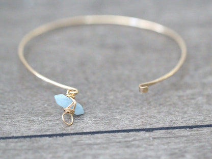 Crest Bracelet - Aquamarine | Minimalist Gemstone Bangle