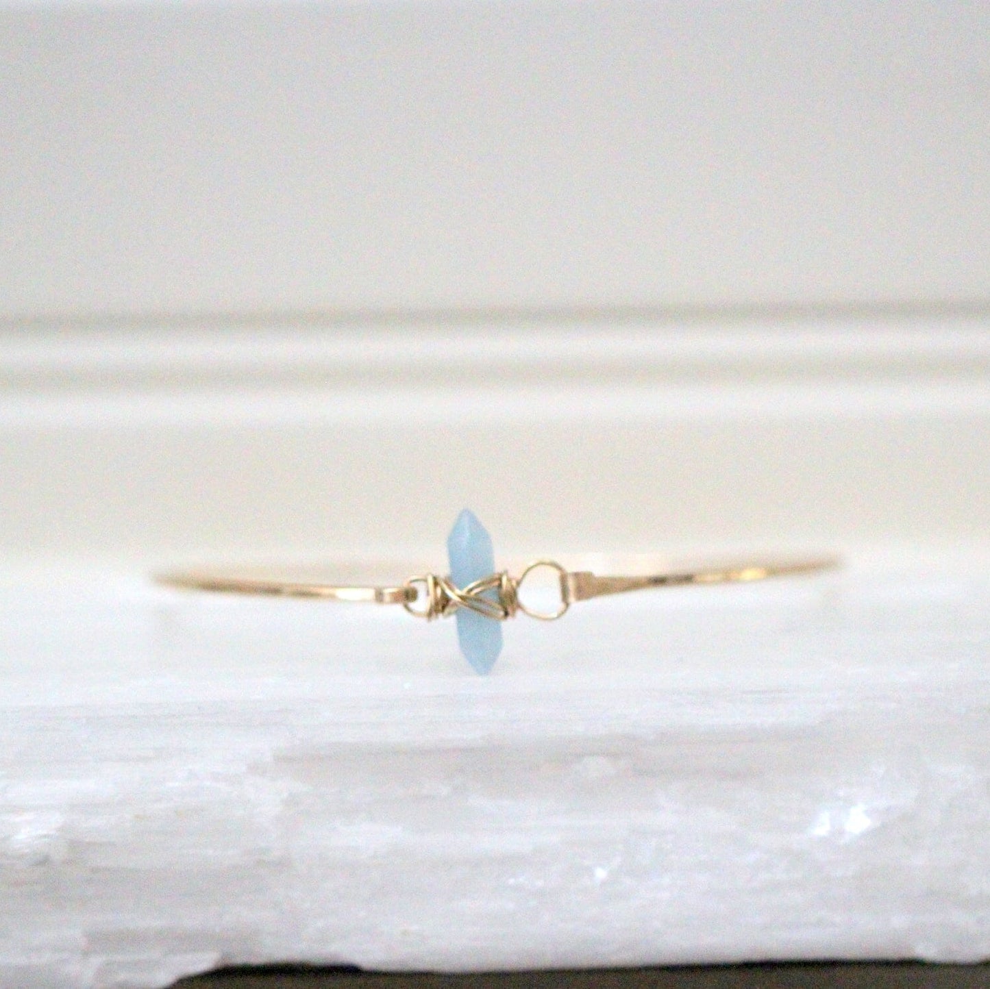 Crest Bracelet - Aquamarine | Minimalist Gemstone Bangle