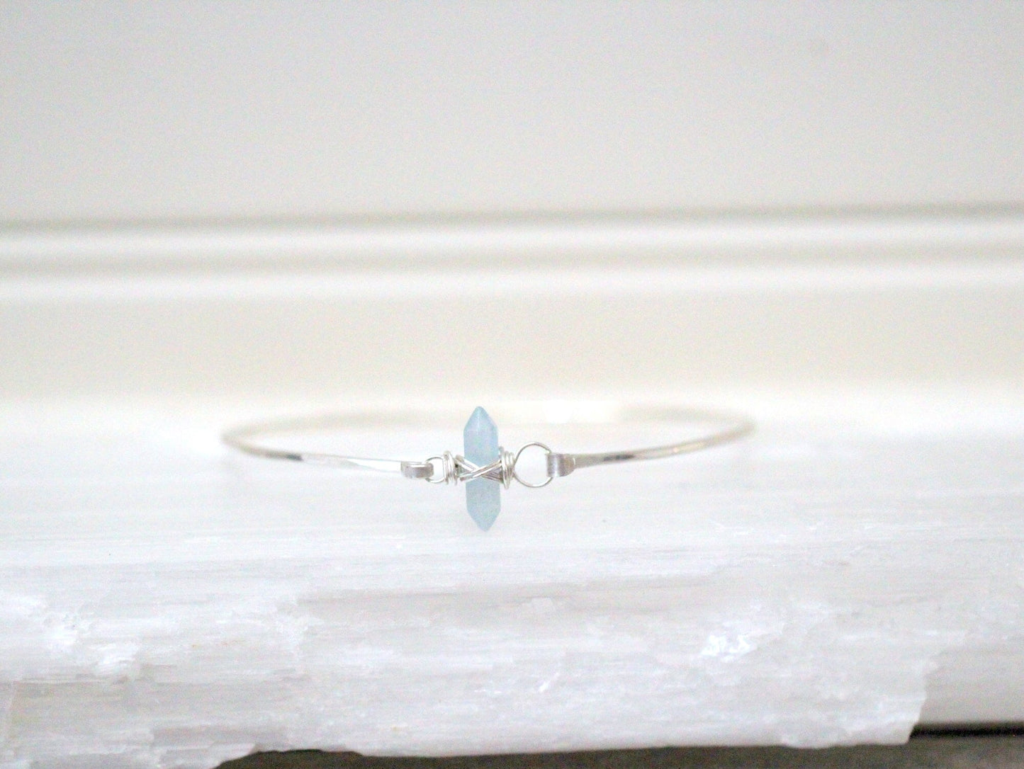 Crest Bracelet - Aquamarine | Minimalist Gemstone Bangle