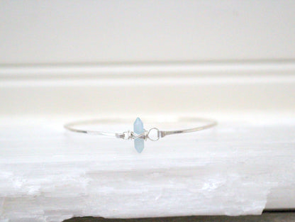 Crest Bracelet - Aquamarine | Minimalist Gemstone Bangle