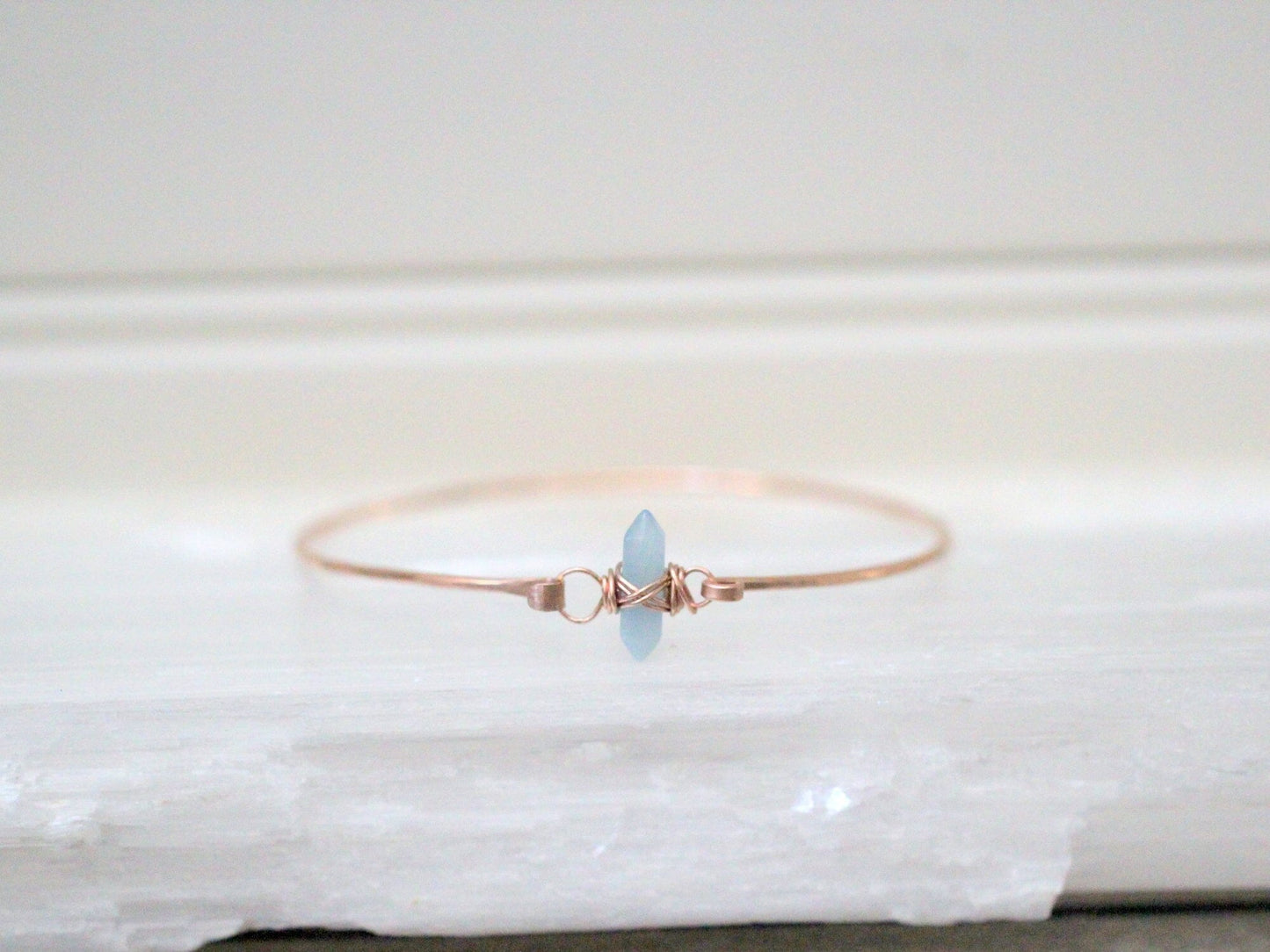 Crest Bracelet - Aquamarine | Minimalist Gemstone Bangle