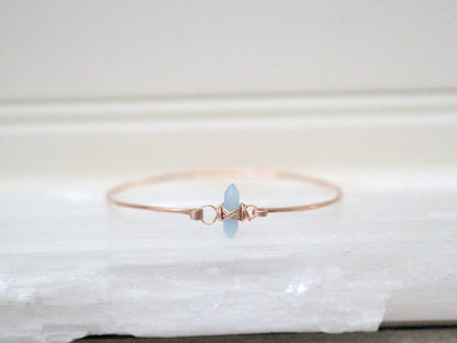 Crest Bracelet - Aquamarine | Minimalist Gemstone Bangle