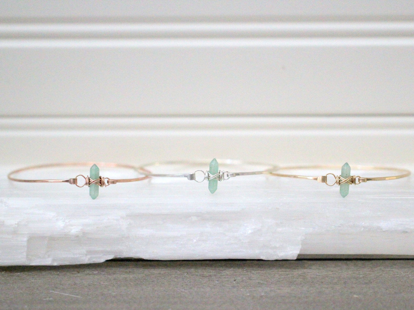Crest Bracelet - Green Aventurine | Minimalist Gemstone Bangle