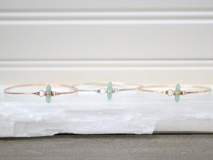 Crest Bracelet - Green Aventurine | Minimalist Gemstone Bangle
