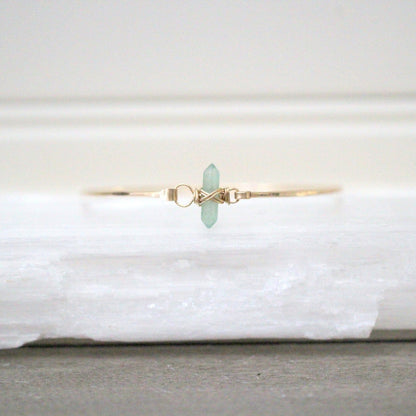 Crest Bracelet - Green Aventurine | Minimalist Gemstone Bangle