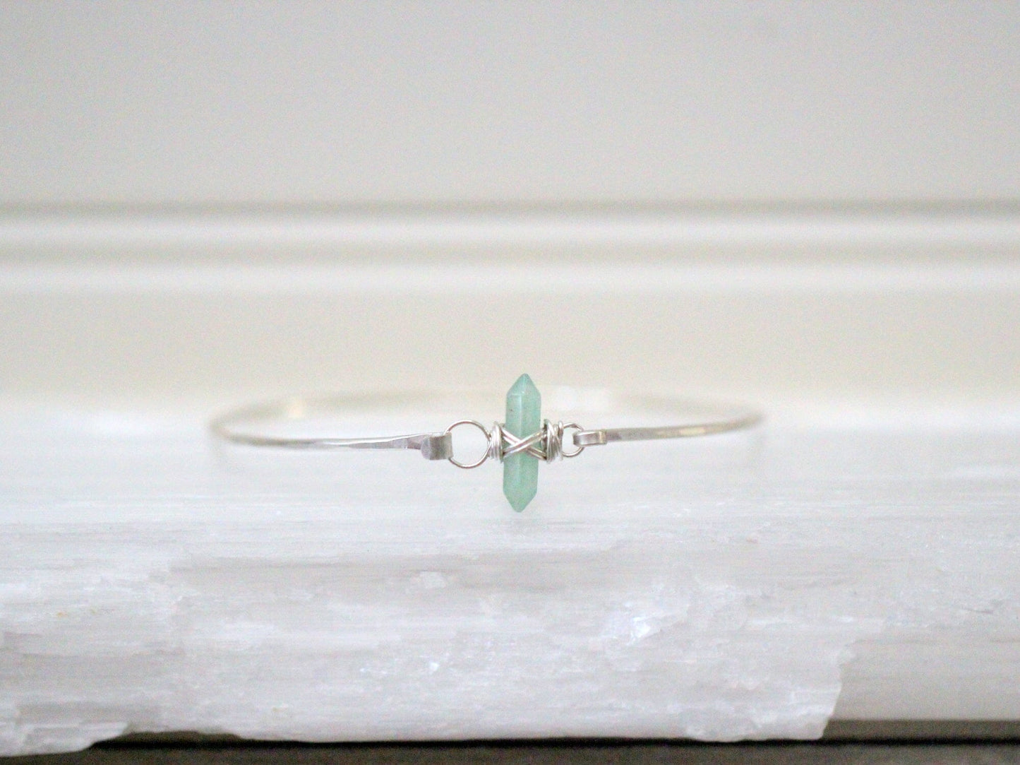 Crest Bracelet - Green Aventurine | Minimalist Gemstone Bangle
