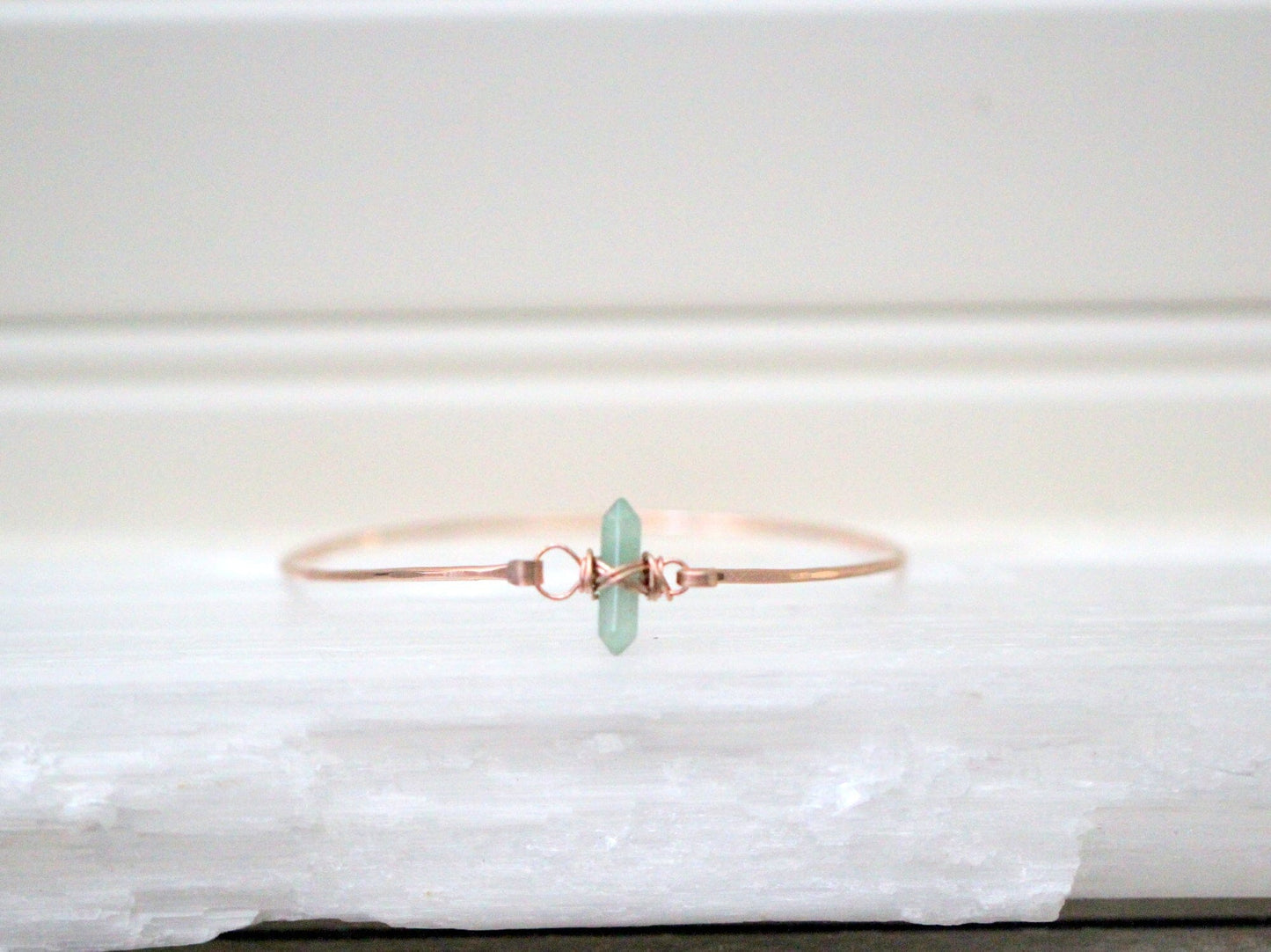 Crest Bracelet - Green Aventurine | Minimalist Gemstone Bangle
