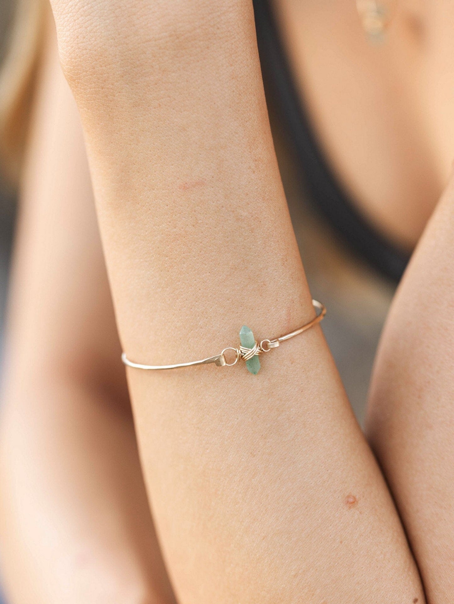 Crest Bracelet - Green Aventurine | Minimalist Gemstone Bangle