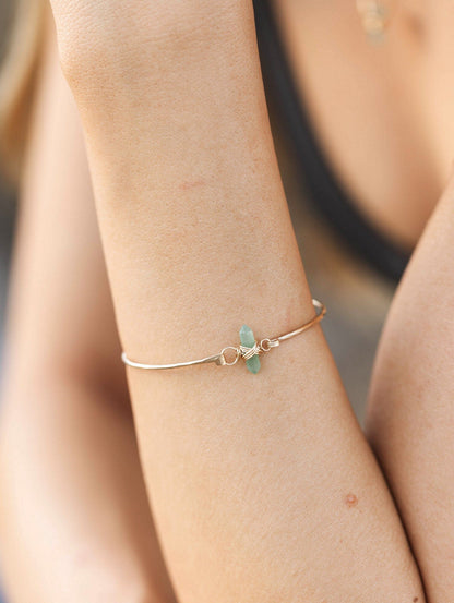 Crest Bracelet - Green Aventurine | Minimalist Gemstone Bangle