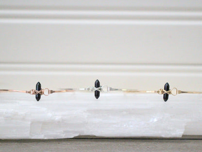 Crest Bracelet - Obsidian | Minimalist Gemstone Bangle