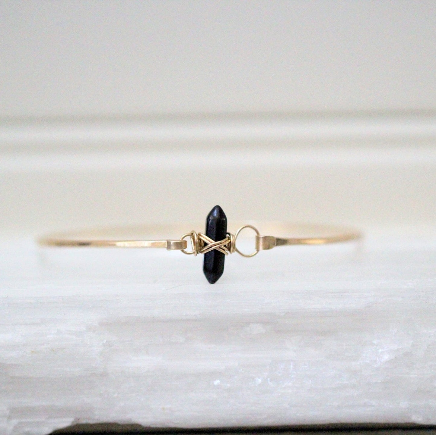 Crest Bracelet - Obsidian | Minimalist Gemstone Bangle