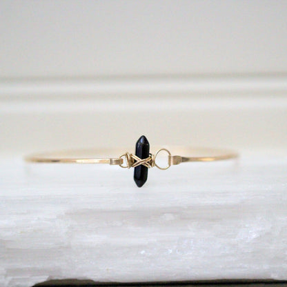 Crest Bracelet - Obsidian | Minimalist Gemstone Bangle