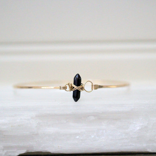 Crest Bracelet - Obsidian | Minimalist Gemstone Bangle