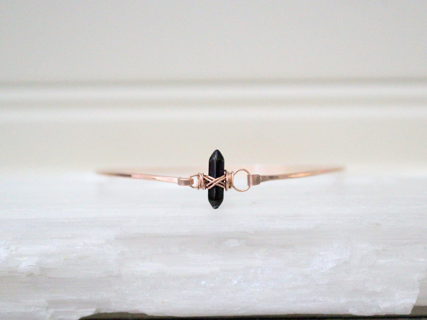 Crest Bracelet - Obsidian | Minimalist Gemstone Bangle