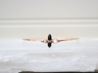 Crest Bracelet - Obsidian | Minimalist Gemstone Bangle