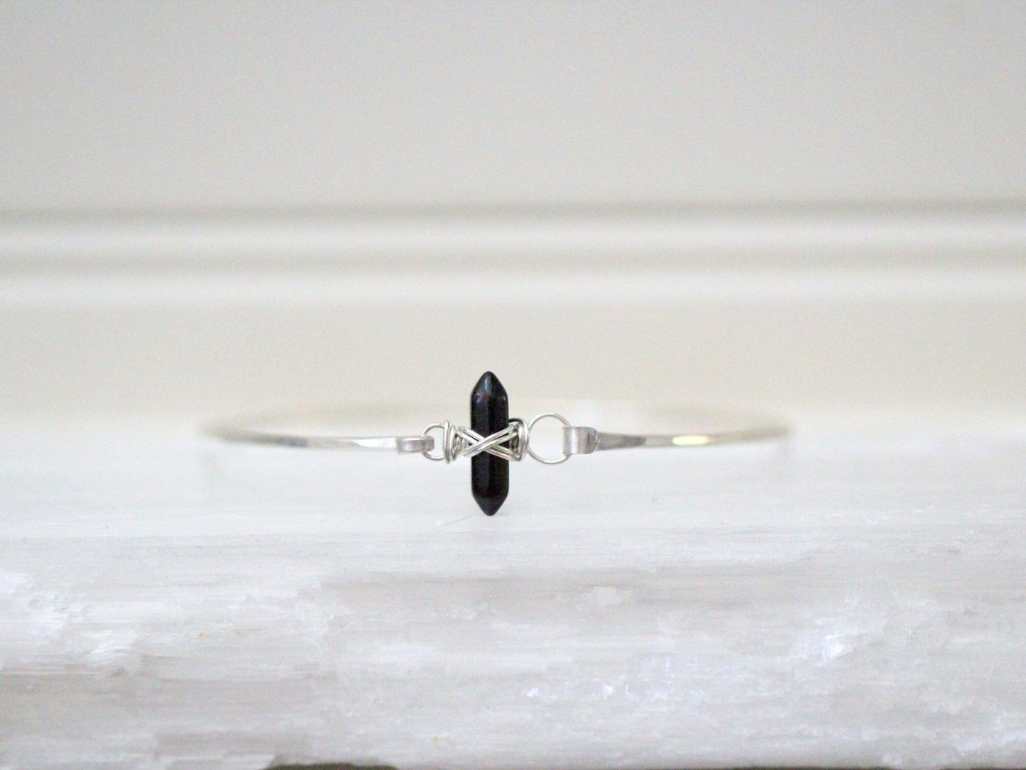 Crest Bracelet - Obsidian | Minimalist Gemstone Bangle